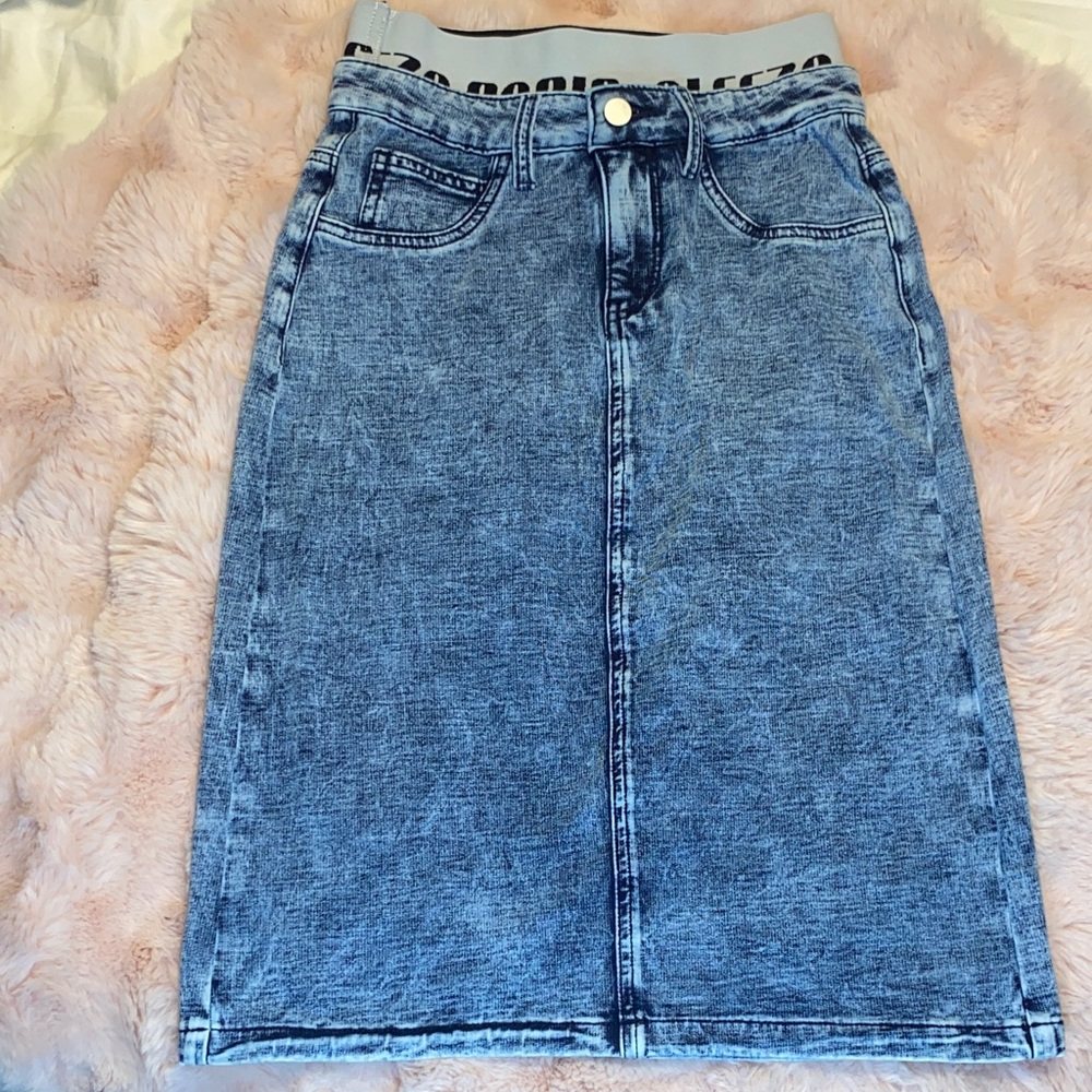 Denim Pencil Skirt - Blue